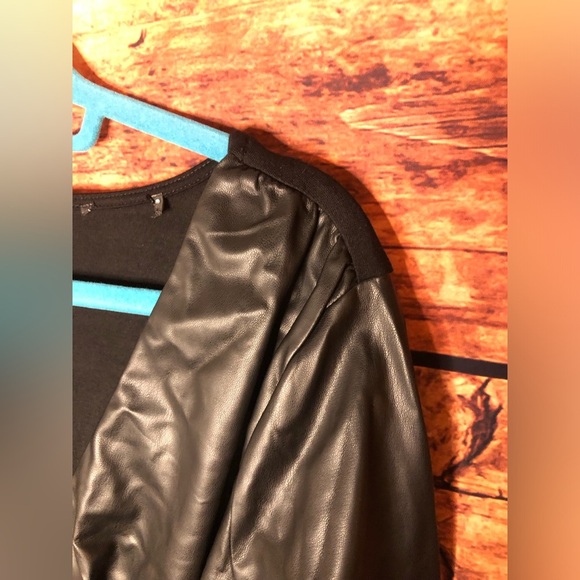 Faux-Leather Surplice Dress - Picture 11 of 16